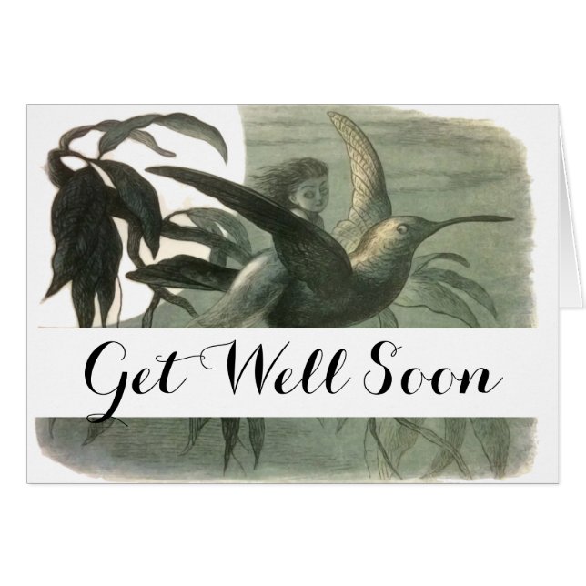 Elf Fairies Elves Moon Night Scene Bird Flying (Vorderseite (Horizontal))