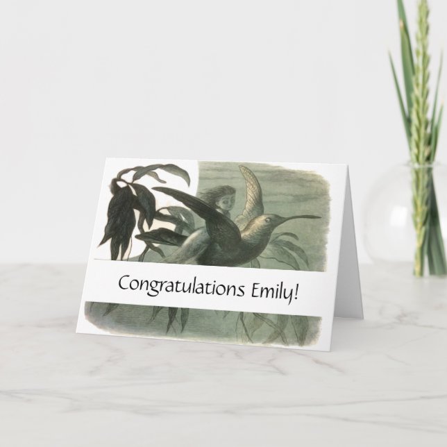 Elf Fairies Elves Moon Night Scene Bird Flying Karte (Vorderseite)