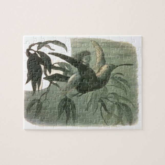 Elf Fairies Elves Moon Night Scene Bird Flying Puzzle (Horizontal)