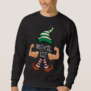 Elf Familie Merry Xmas Pajama Geschenk Muskel Elf Sweatshirt