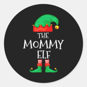 Elf-Familien-Weihnachten-Mama-Mutter-Mami-Elf-Swe Runder Aufkleber
