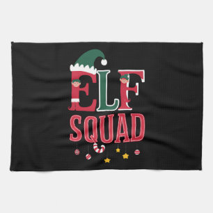 Elf-Familien-Weihnachts-Pyjamas Elf-Squadron Geschirrtuch