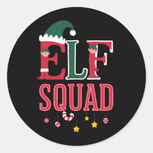 Elf-Familien-Weihnachts-Pyjamas Elf-Squadron Runder Aufkleber