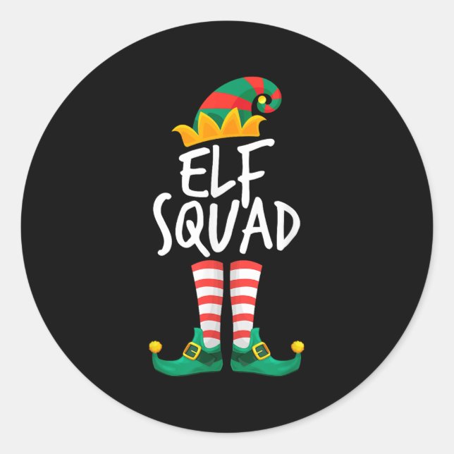 Elf Family Christmas Group Matching Pajamas Xmas E Runder Aufkleber