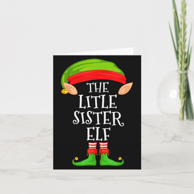 Elf Family Christmas Little Sister Elf Sweater Mat Karte (Vorderseite)
