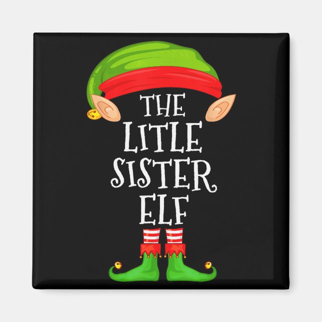 Elf Family Christmas Little Sister Elf Sweater Mat Magnet (Vorne)