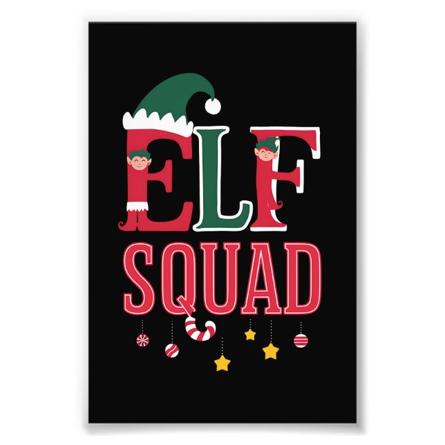 Elf Family Christmas Matching Pajamas Elf Squad Fotodruck (Vorne)