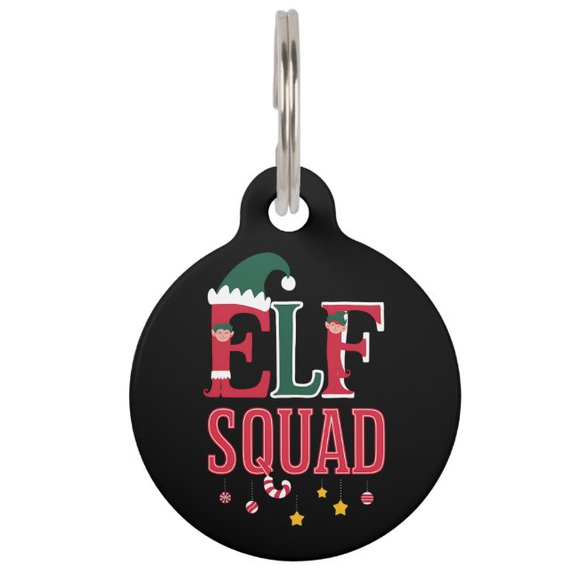 Elf Family Christmas Matching Pajamas Elf Squad Haustiermarke (Vorderseite)