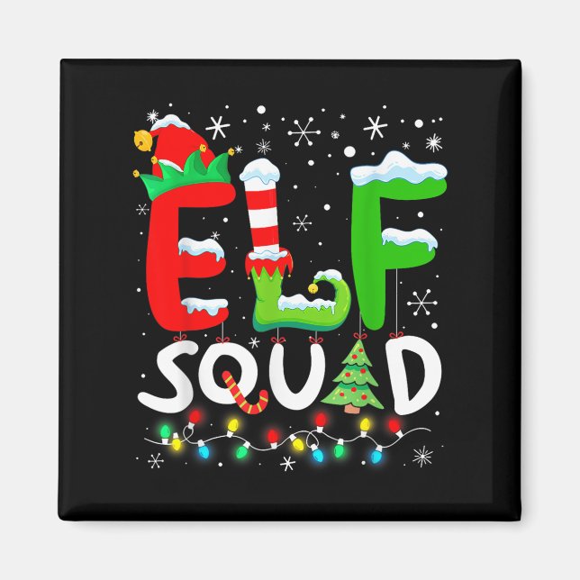 Elf Family Christmas Matching Pajamas Funny Xmas E Magnet (Vorne)