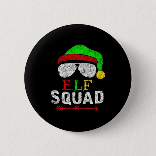 Elf Family Christmas Matching Pajamas Xmas Elf Squ Button (Vorderseite)