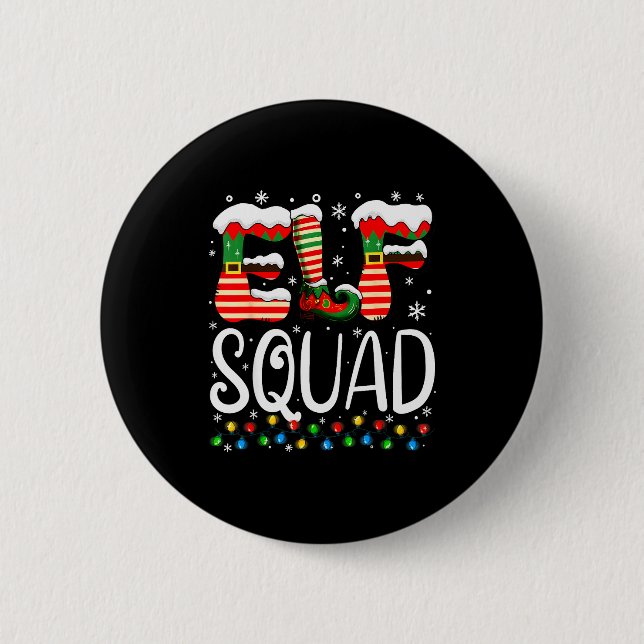 Elf Family Christmas Matching Pajamas Xmas Elf Squ Button (Vorderseite)