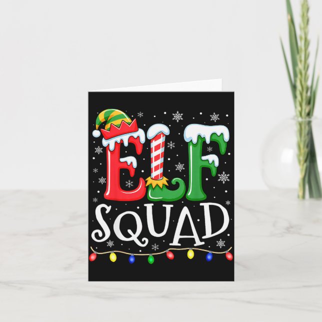 Elf Family Christmas Matching Pajamas Xmas Elf Squ Karte (Vorderseite)