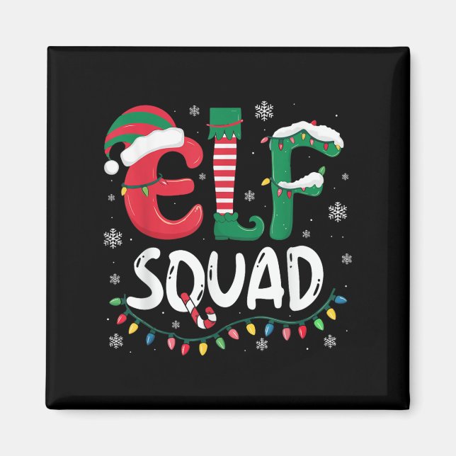 Elf Family Christmas Matching Pajamas Xmas Elf Squ Magnet (Vorne)