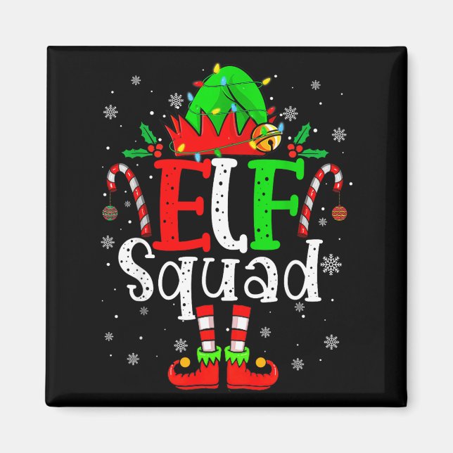 Elf Family Christmas Matching Pajamas Xmas Elf Squ Magnet (Vorne)