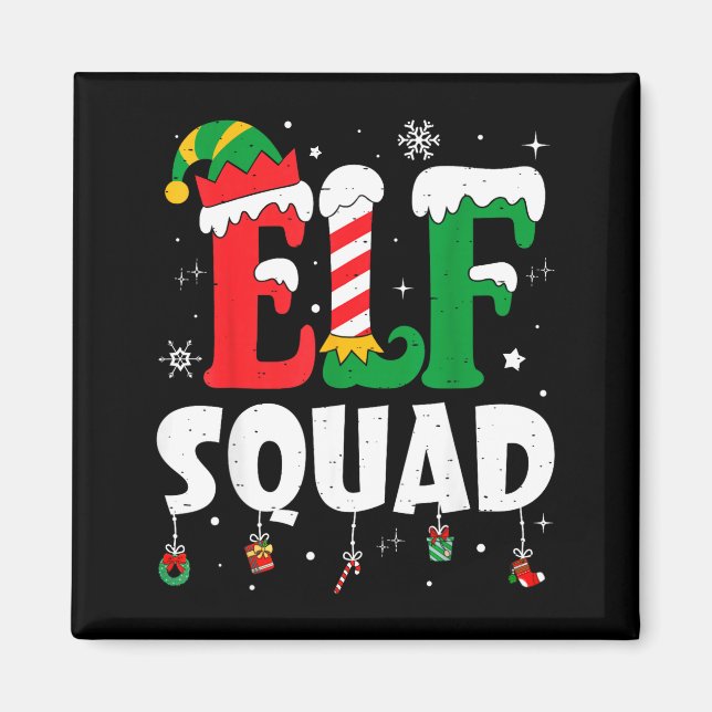 Elf Family Christmas Matching Pajamas Xmas Elf Squ Magnet (Vorne)