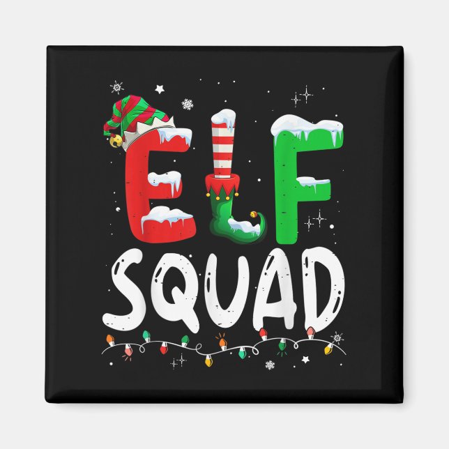 Elf Family Christmas Matching Pajamas Xmas Elf Squ Magnet (Vorne)