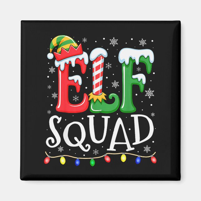 Elf Family Christmas Matching Pajamas Xmas Elf Squ Magnet (Vorne)