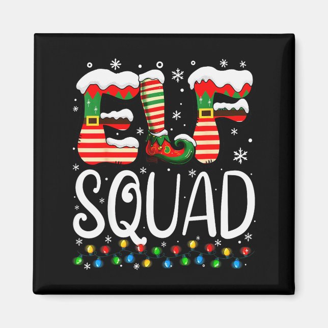 Elf Family Christmas Matching Pajamas Xmas Elf Squ Magnet (Vorne)