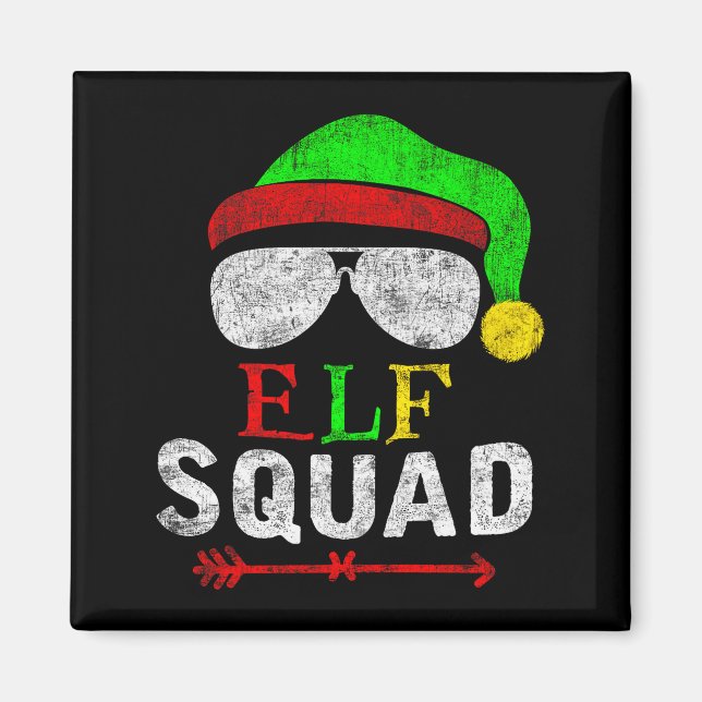 Elf Family Christmas Matching Pajamas Xmas Elf Squ Magnet (Vorne)