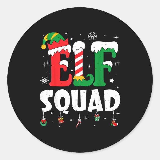Elf Family Christmas Matching Pajamas Xmas Elf Squ Runder Aufkleber (Vorderseite)