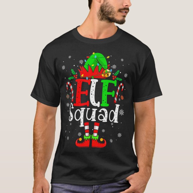 Elf Family Christmas Matching Pajamas Xmas Elf Squ T-Shirt (Vorderseite)