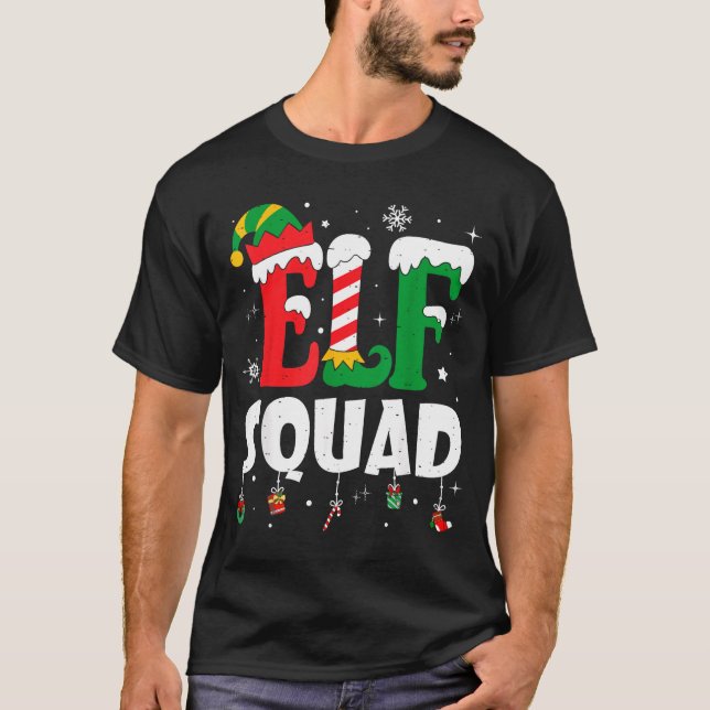 Elf Family Christmas Matching Pajamas Xmas Elf Squ T-Shirt (Vorderseite)