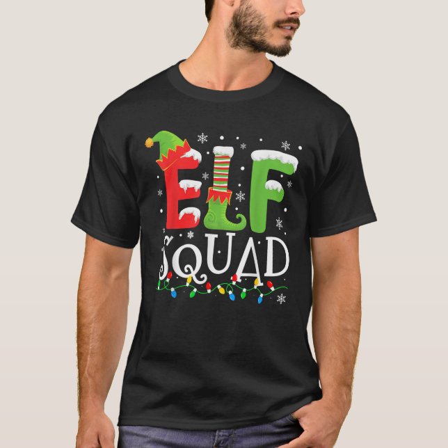 Elf Family Christmas Matching Pajamas Xmas Elf Squ T-Shirt (Vorderseite)