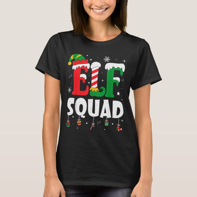 Elf Family Christmas Matching Pajamas Xmas Elf Squ T-Shirt (Vorderseite)
