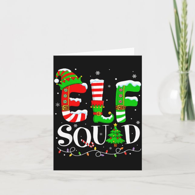 Elf Family Christmas Matching Pajamas Xmas Kids El Karte (Vorderseite)