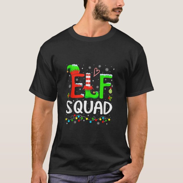 Elf Family Christmas Matching Pajamas Xmas Lights  T-Shirt (Vorderseite)