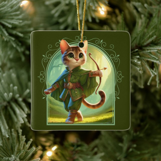 Elf Feline Fantasy Adventure Keramikornament (Baum)