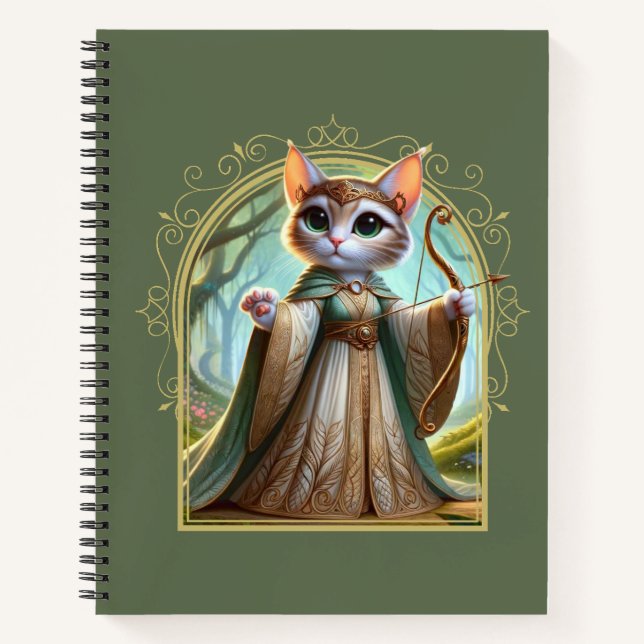 Elf Feline Fantasy Adventure Notizbuch (Vorderseite)