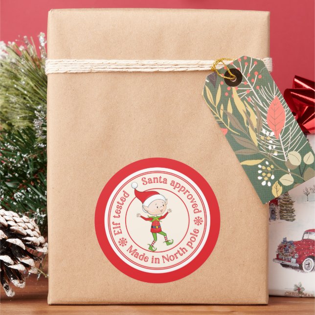 elf getestet vom Santa genehmigte Nordpol Runder Aufkleber (Feiertag)