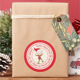 elf getestet vom Santa genehmigte Nordpol Runder Aufkleber