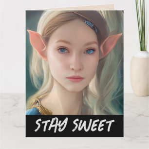 ELF GIRL BLEIBE SCHNELLE BIRTHDAY Grußkarte Karte
