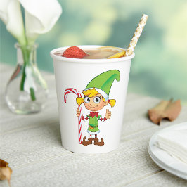 Elf Girl mit Candy Cane Pappbecher