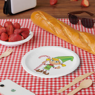 Elf Girl mit Candy Cane Pappteller