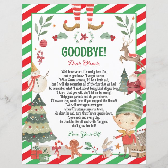 Elf Goodbye Farewell Weihnachtsbrief von Elf (Vorderseite)