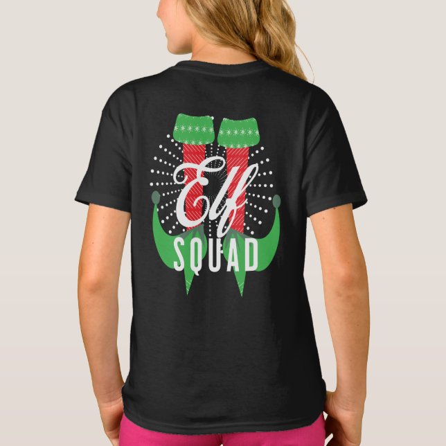 Elf Heelses Squad Weihnachtsname T-Shirt (Rückseite)