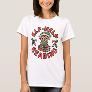 Elf-Help-Leseferien-Buch-Wortspiel T-Shirt