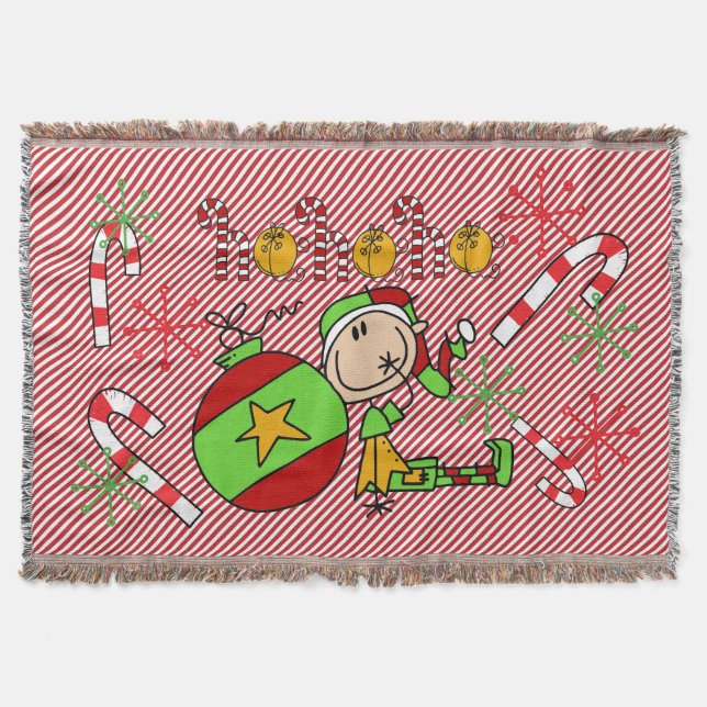 Elf Ho Ho Holiday Throw Decke (Vorderseite)