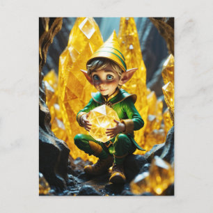 Elf Holding Yellow Crystall Postkarte