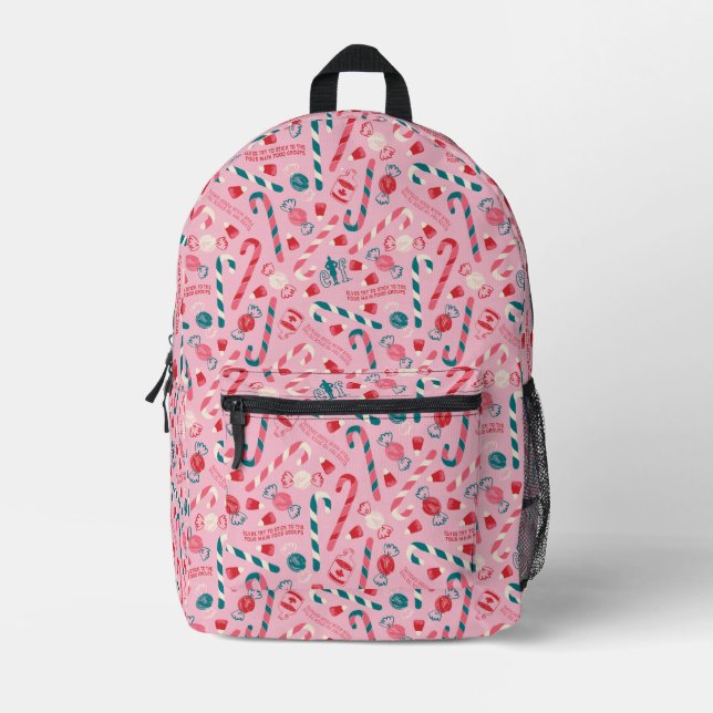 Elf Holiday Candy Pattern Bedruckter Rucksack (Vorderseite)