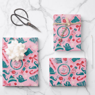 Elf Holiday Gerahmt Icon Muster Geschenkpapier Set