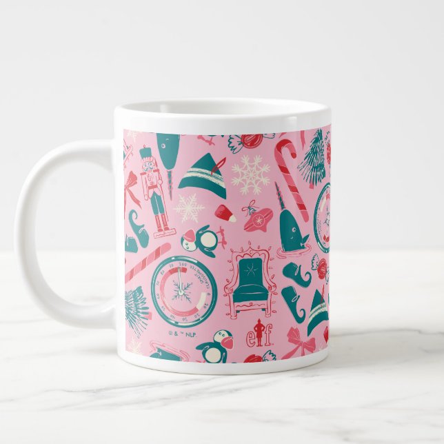Elf Holiday Gerahmt Icon Muster Jumbo-Tasse (Links)