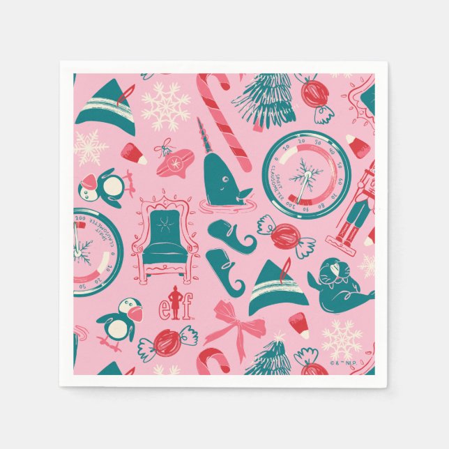 Elf Holiday Gerahmt Icon Muster Serviette (Vorderseite)