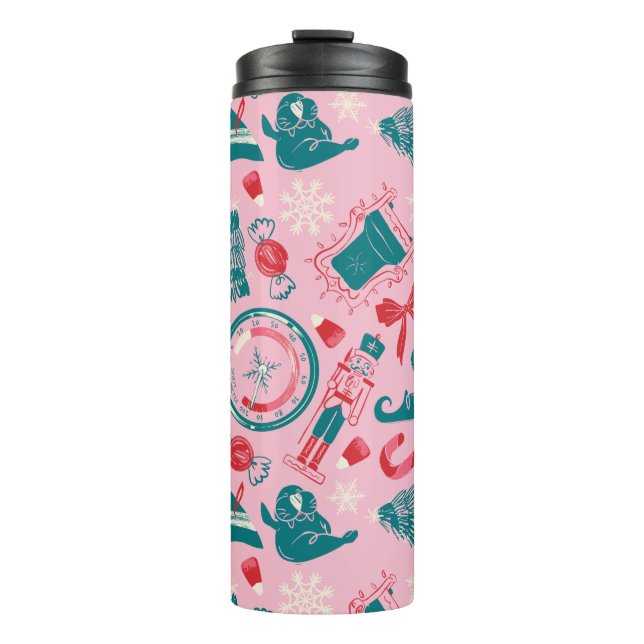 Elf Holiday Gerahmt Icon Muster Thermosbecher (Vorderseite)