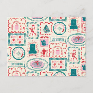 Elf Holiday Icon Muster Feiertagspostkarte