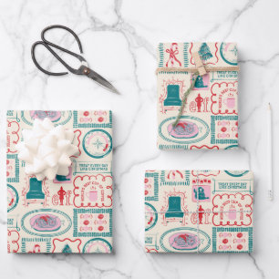 Elf Holiday Icon Muster Geschenkpapier Set