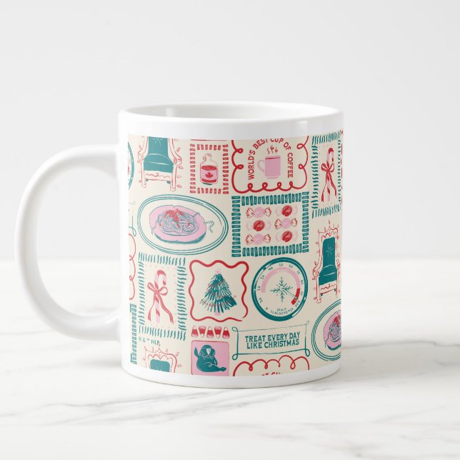 Elf Holiday Icon Muster Jumbo-Tasse (Links)